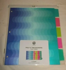 U-Brands Poly Tab Dividers Tidal Ombre Print 5ct New in Package!