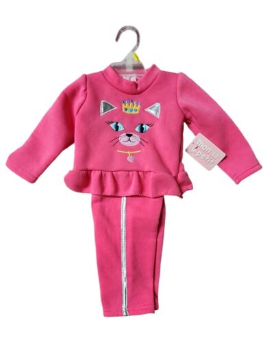 Baby Girls 3-6 mo Winter Outfit Long Sleeve Pants Pink Princess Kitty Mon Petit - Picture 7 of 7