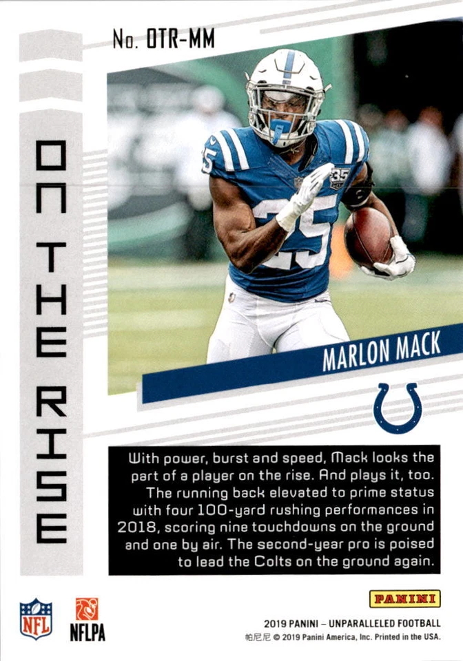 2019 Panini Unparalleled #OTR-MM Marlon Mack On the Rise Indianapolis Colts - Image 2 of 2