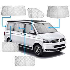 SATZ SCHEIBENABDECKUNGEN INNEN THERMOMATTEN FÜR VW T5 & T6 Bulli mit Heckklappe