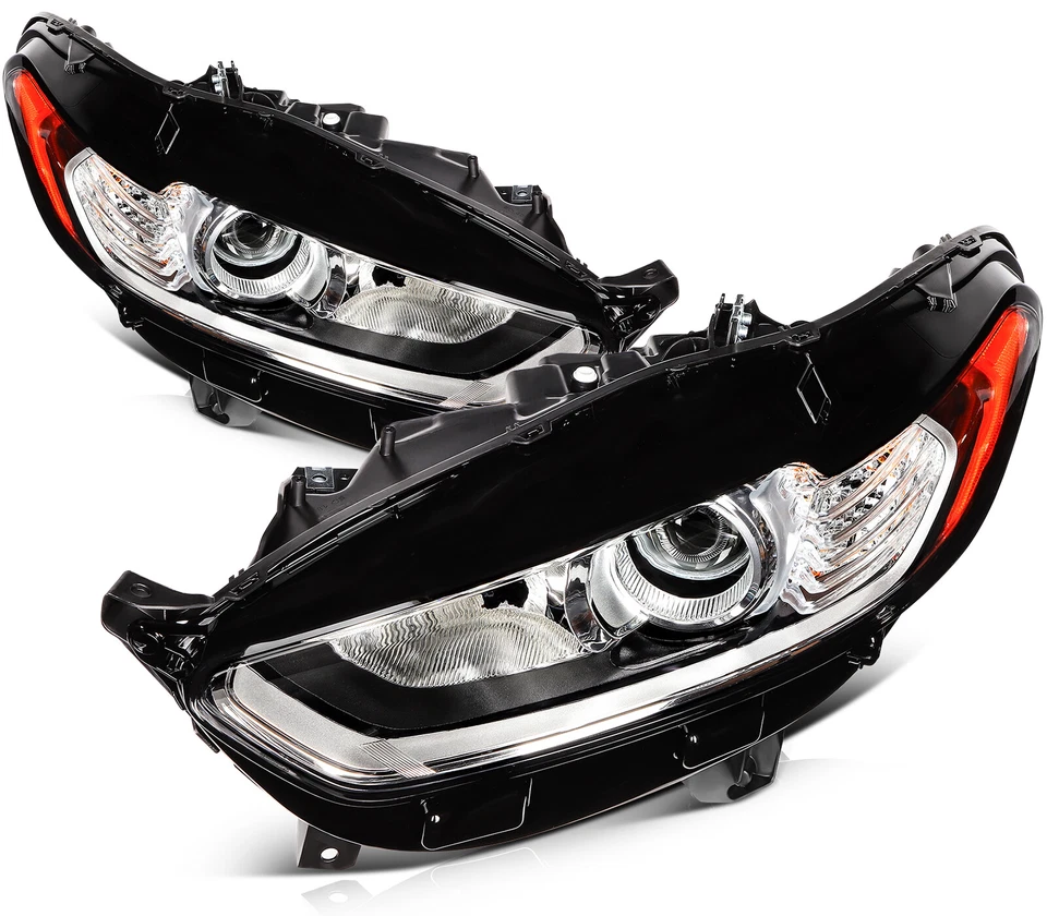 Headlights Assembly Pair For 2013-2016 Ford Fusion with Projector Replacement - Image 3 of 4
