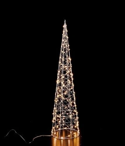 Luci Natale Albero a cono Decorazione 3D da Esterno 200 LED Bianco Calda h 60 cm