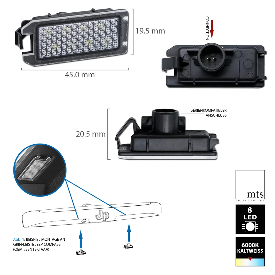 LED Kennzeichenbeleuchtung Jeep Grand Cherokee (WK2) Compass Patriot Dodge Viper - Bild 3 von 4