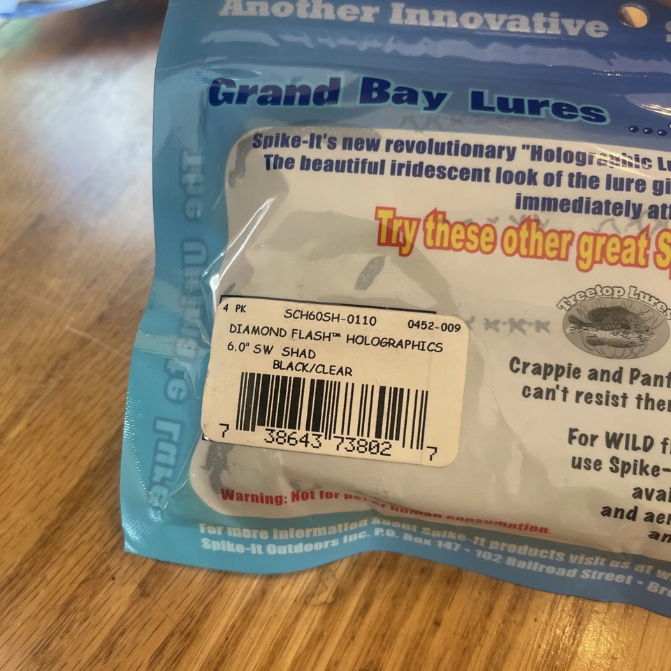 "Paquete de 4 holográficos Spike-It Diamond Flash 6"" SW Shad negro/claro" Foto 4 de 4