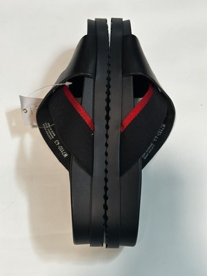 Leo Pucci Mens Black and Red Slide Sandals Leo Pucci Black With Red Stripe Leather Slip On Sandal | eBay main image 4