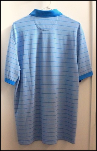 Chaps Blue Striped Polyester Short Sleeve Golf/Tennis Shirt Men Size L #A2931 - Picture 2 of 4