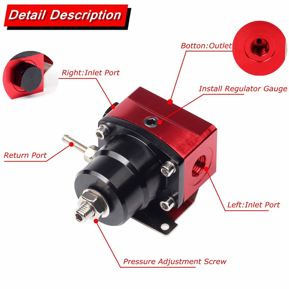 Adjustable Fuel Pressure Regulator Kit Oil 0-100psi Gauge -6AN 6AN ...