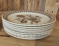 x9 Johnson Brothers Old Granite Jamestown 9" Dinner Plates Vintage Dinnerware
