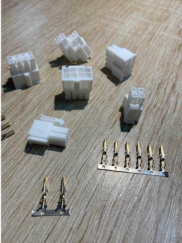Molex 4+4 Pin CPU Strom Stecker Weiß-Male 4,2mm inkl. 8 vergoldete Crimp Pins - Bild 4 von 4