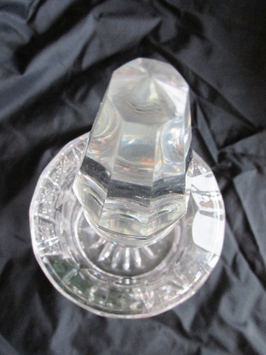 Vintage LARGE Bohemian CLEAR CRYSTAL GLASS PERFUME BOTTLE HAND-PAINTED Retro - Picture 11 of 12