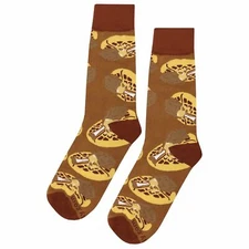 NWT Chik'n Waffle Dress Socks Novelty Men 8-12 Brown Crazy Fun Sockfly