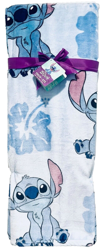 Lilo Stitch Light Blue Hibiscus Flower Plush Disney Throw Blanket (60 x 70) NWT - Picture 5 of 6