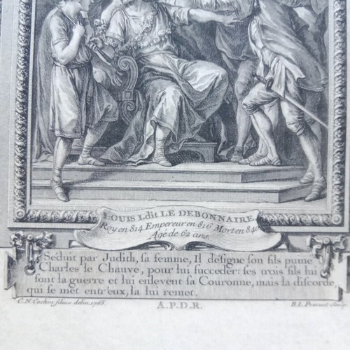 Louis I dit Le débonnaire par Cochin Gravure originale par Prevost 1768 - Picture 7 of 12