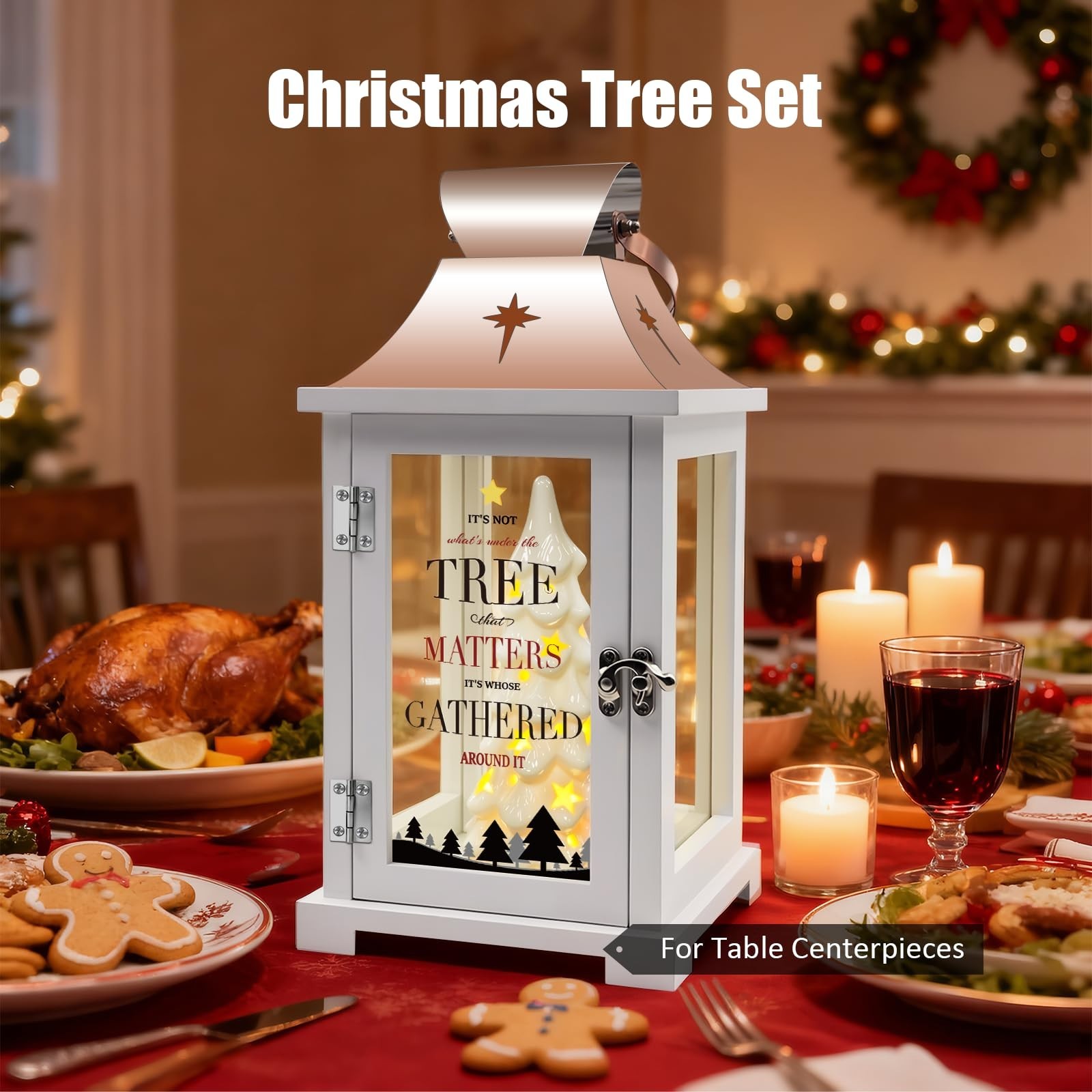 Ceramic Christmas Tree That Light up for Table Centerpieces, 15.1" Tall Lante...