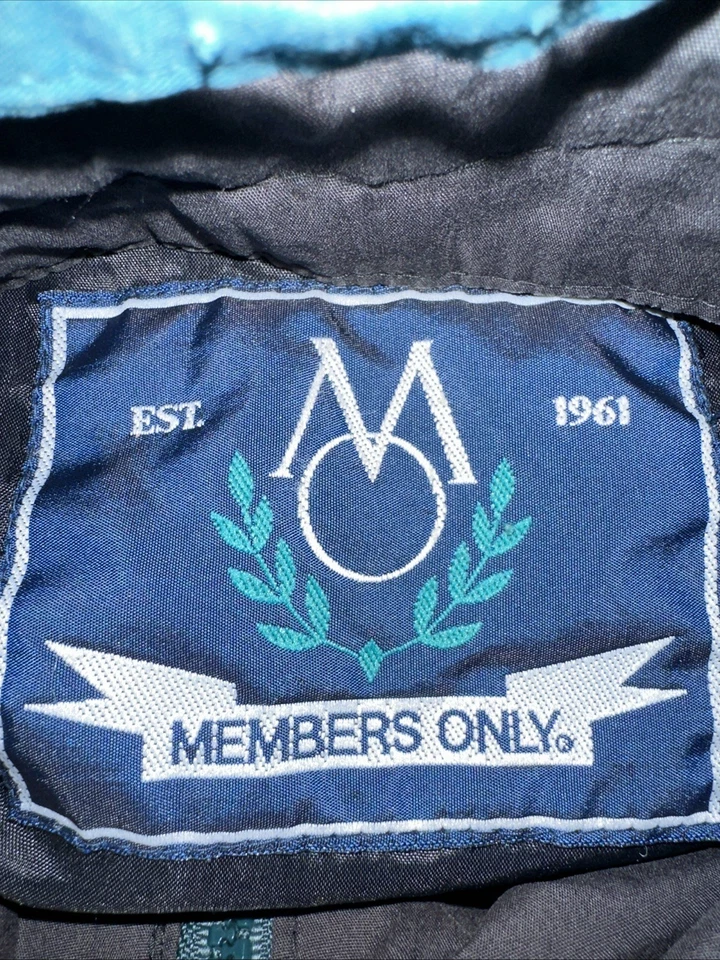 Members Only Jacket Vintage Rare Turquoise Green Color Full Zip Bomber - Image 3 of 4