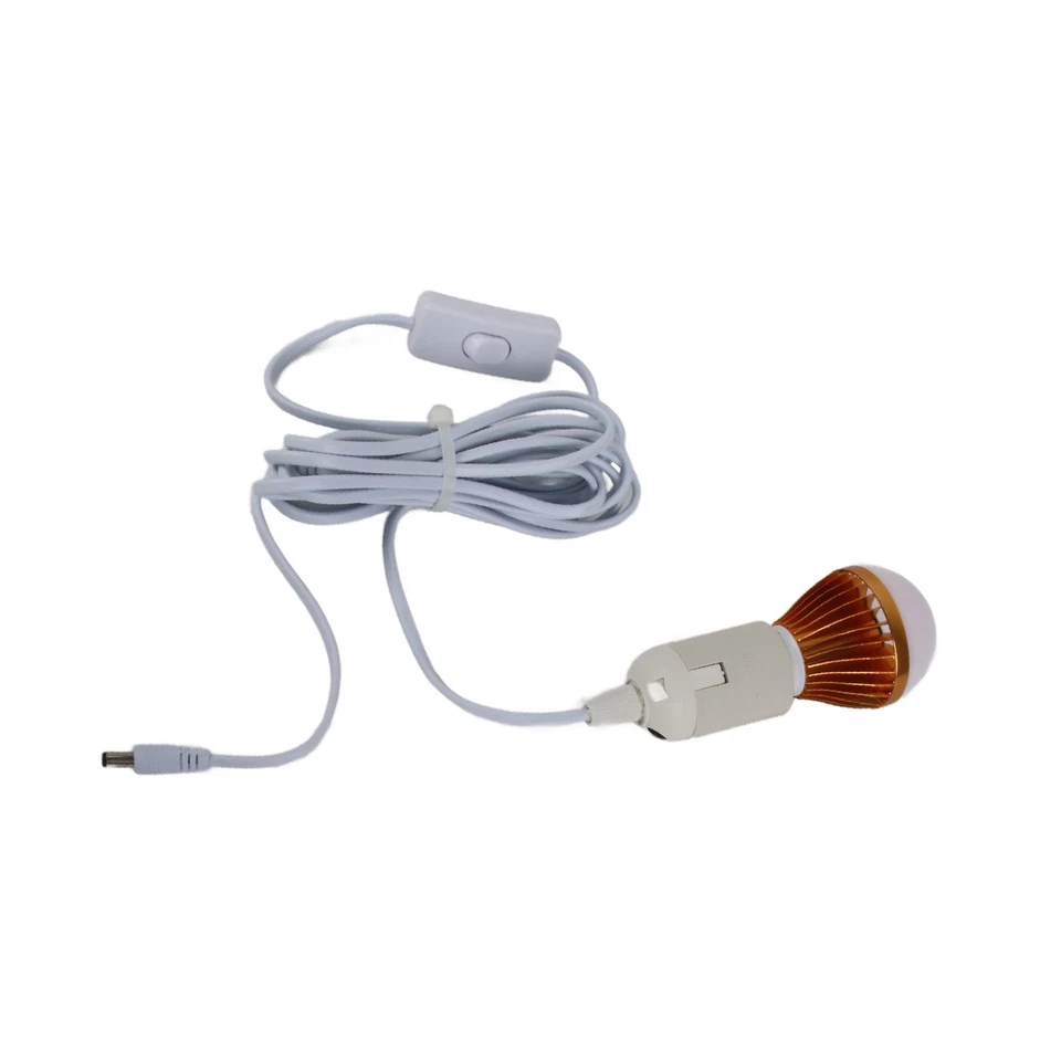 E27 Ball Bulb Spiral LED Solar White Light For Camping Tent 12V 5W With 3met BS - Image 2 of 4