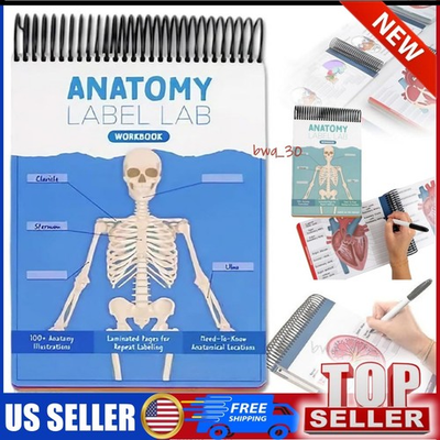 #ad Anatomy Label Lab Workbook Full Color Dry Erase Labeling Exercises＆Study Tools $26.54