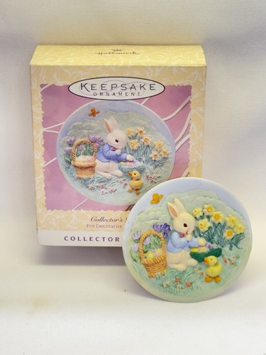 Vintage Hallmark Ornamento Primavera Pasqua 1996 Piatto da Collezione Coniglietti - Foto 1 di 4