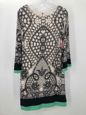 Eliza J Ivory Size 12 Printed Multicolor Knee Length Long Sleeve Dress