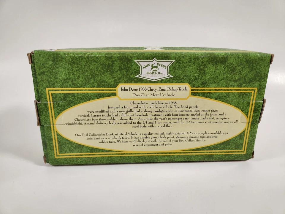 John Deere 1938 Chevy Panel Pickup Truck G Tractor Coin Bank 1/25 Ertl #15235 - Image 2 of 4