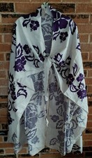 Vintage NOS Ui Maikai White/Purple Beach Wrap Coverup - Sz M/L