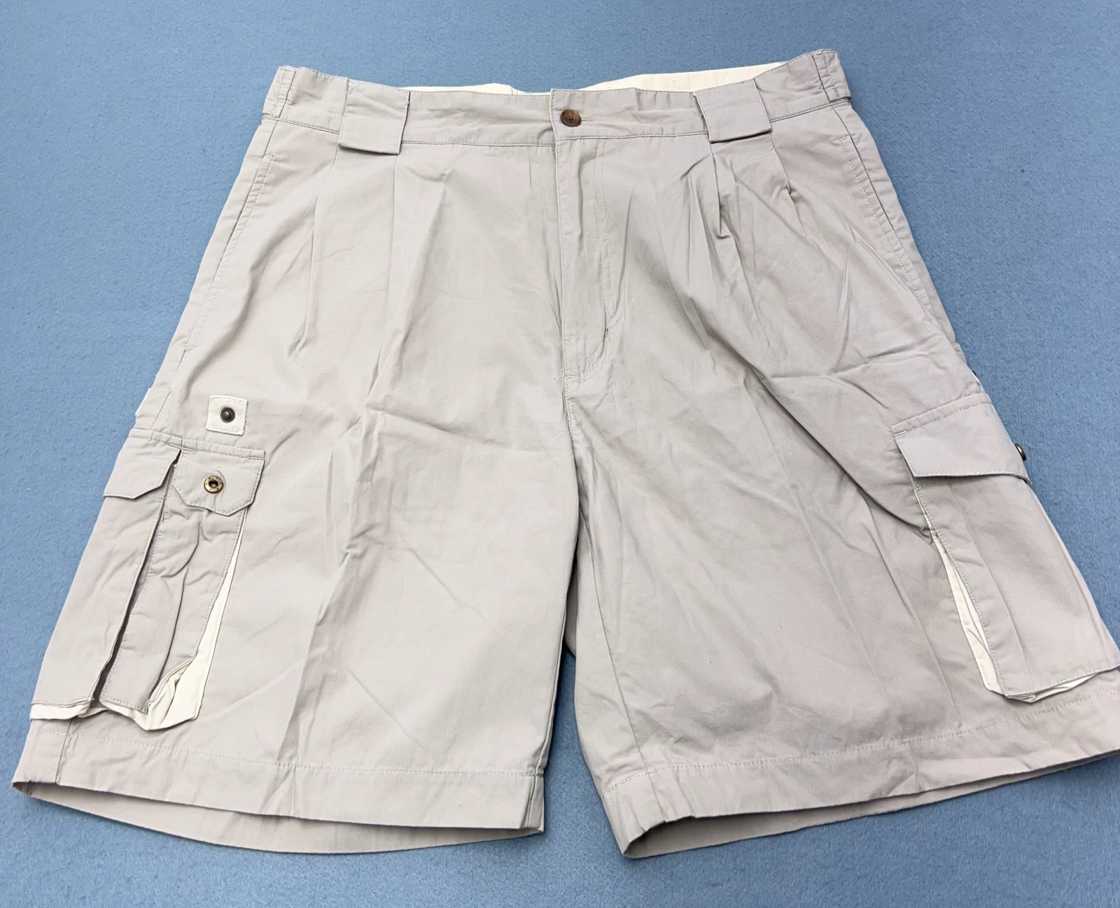 Orvis Cargo Shorts Mens 34 Gray Safari Fishing Camp Adjustable Utility