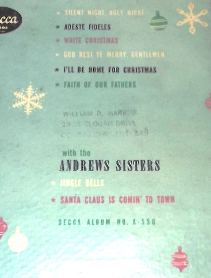 Bing Crosby 1947-50 MERRY CHRISTMAS - Decca Album Four 10" 78rpm Record Set - Image 2 of 4