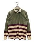 DRAKE'S Panel Border Rugby Shirt Size L Men Olive Cotton From Japan
