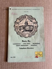 1961 Paris Millersburg Little Rock Bourbon County Kentucky Phone Directory
