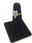 Vintage Signed TAXCO MEXICO 925 Sterling Silver Green Glass Turtle Ring Size 8.2