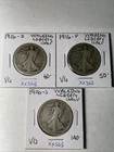 BETTER DATES 1916 PDS WALKING LIBERTY HALF DOLLARS IN NICE VG CONDITION  XX563