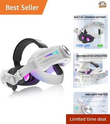 Enhanced 12000mAh Battery Head Strap for Quest 3S   RGB Lighting & Comfort