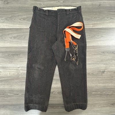 Vintage 60s LL Bean Wool Pants Mens 36x30 Hunting Script Logo Trousers Heavy 70s