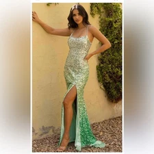 Primavera Couture 3916 Scoop neck ombré prom gown bridesmaid gown party dress