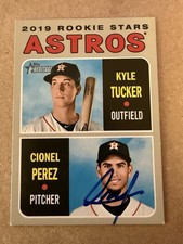 Cionel Perez 2019 Topps Heritage Signed Autograph Auto Rookie Card Astros . rookie card picture