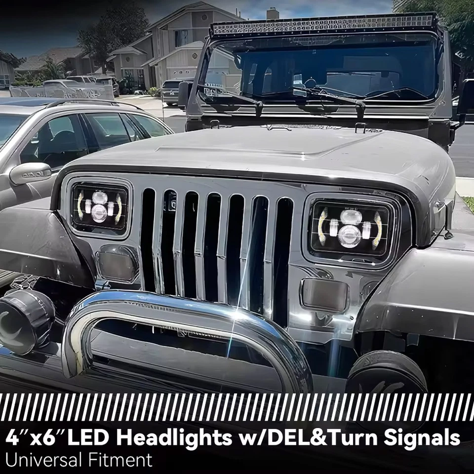 Faros LED 4x6 haz sellado alto/bajo para Toyota Land Cruiser 1988 1989 1990 4 un. Foto 3 de 4