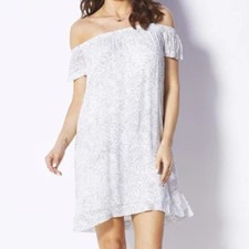 Bella Dahl Revolve Off The Shoulder Mini Dress Rainstorm Polka Dot Small S