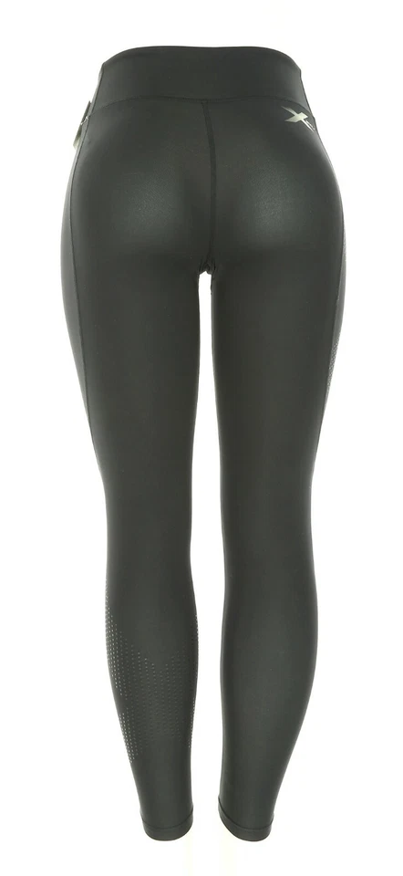 2XU Black/Dotted Black Mid-Rise Compression Tights Women's Size ST L53417 - Image 2 of 2
