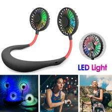 LED Color Portable Rechargeable Neckband Sport Lazy Neck Hanging Cooling Fan USA