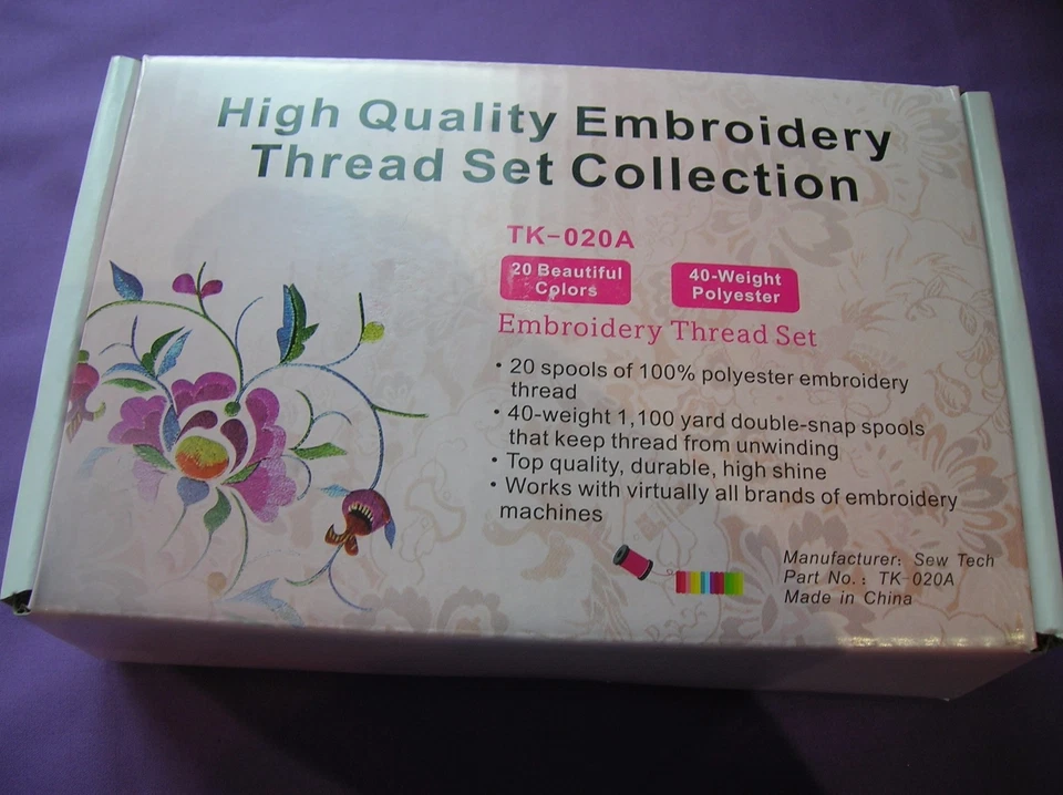 SEW TECH 20 Brother Colores Poliéster Máquina Hilo Bordado 1000M Bobina D/2 - Imagen 3 de 3