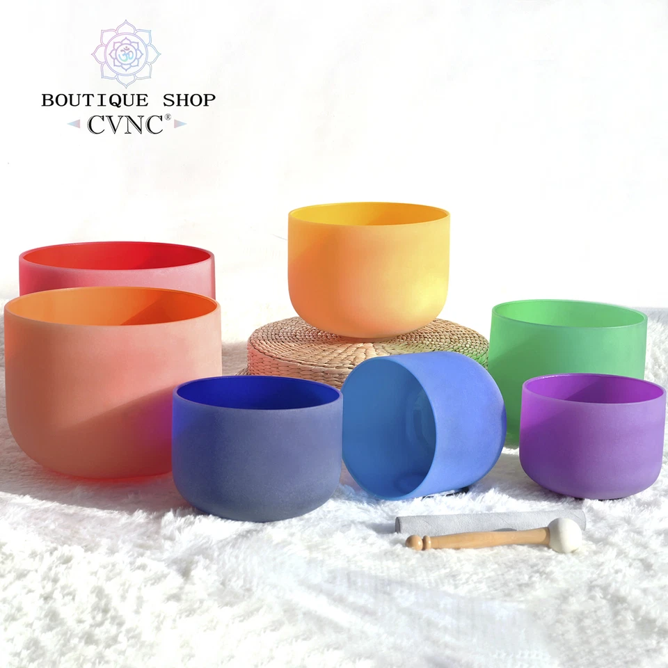 CVNC 432Hz 6-12" 7pcs Crystal Singing Bowl Chakra Set  Sound Healing Bath Bags - Image 3 of 4