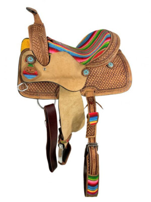 14'' Youth Hard Seat Western Saddle With Wool Serape Accents