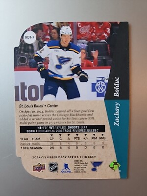 UPPER DECK,SPX、ルーキーカード 2024-25 Upper Deck Series 1 Hockey Rookie Gold Die Cut Zachary