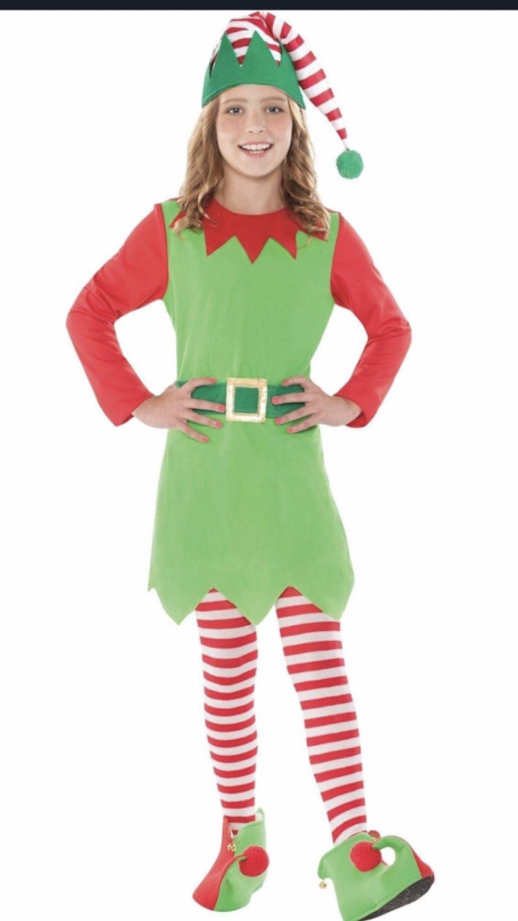 Merry Elf Costume, Kids Medium Ages 5-8 5-Piece Set Adorable- New!!