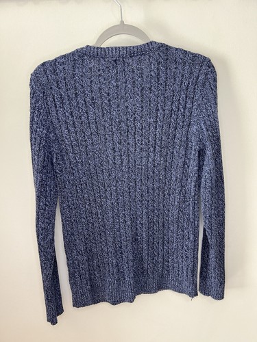 Croft & Barrow Pullover Sweater Women’s Size Medium Blue Cable Knit V Neck - Picture 6 of 8