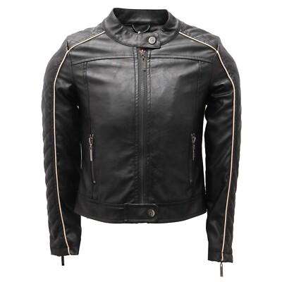 5972AC giubbotto bimba GIRL GAUDI' TEEN eco-leather black jacket