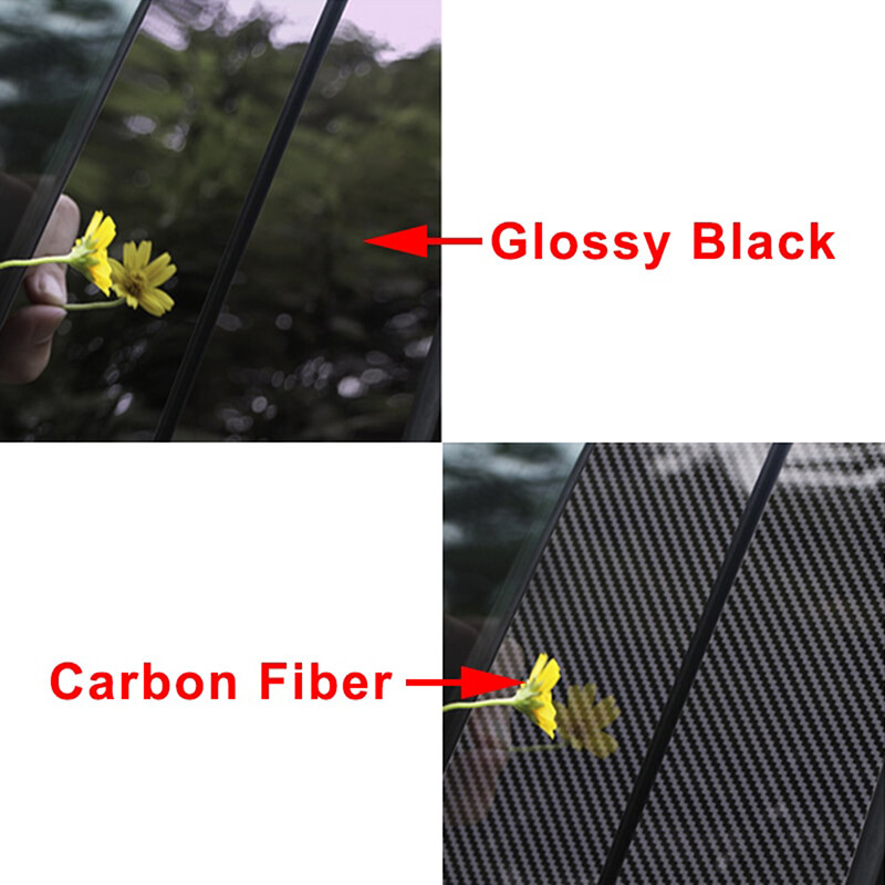 6x Carbon Fiber Black Window Pillar Posts Door Trim Molding For MG 3