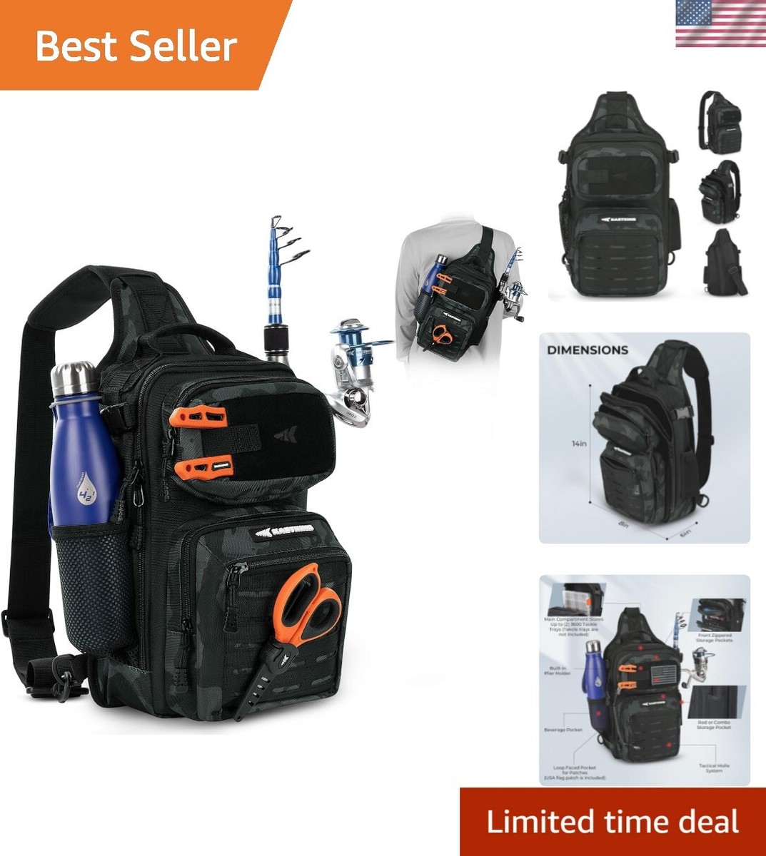 Durable BlowBak Tactical Sling Bag Water-Resistant Fishing