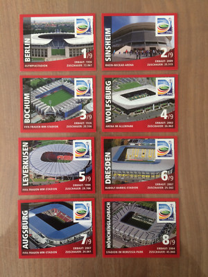 EXTRA AUFKLEBER REWE FRAUEN WM DEUTSCHLAND 2011 PANINI 8 STADION STADIEN 1-8