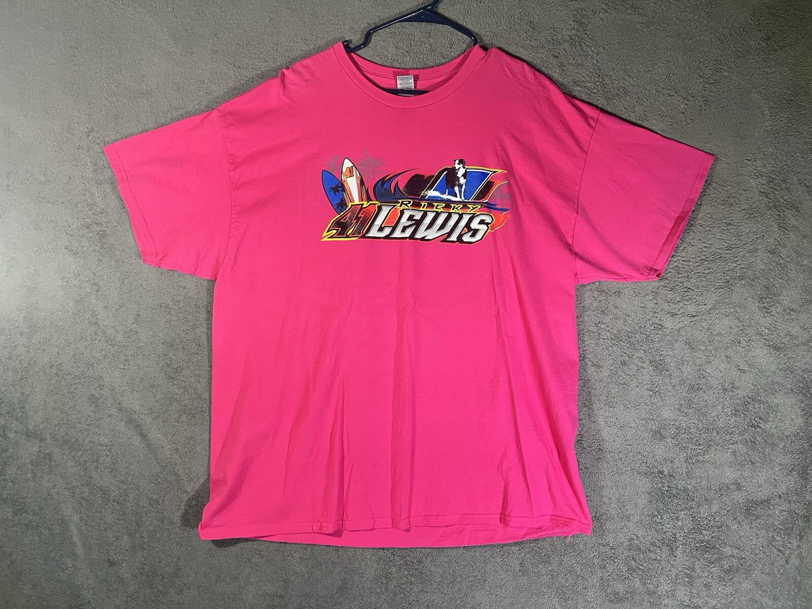 Ricky Lewis Y2K Gag Back Racing Beach Graphic Design Adult Size 2XL Pink